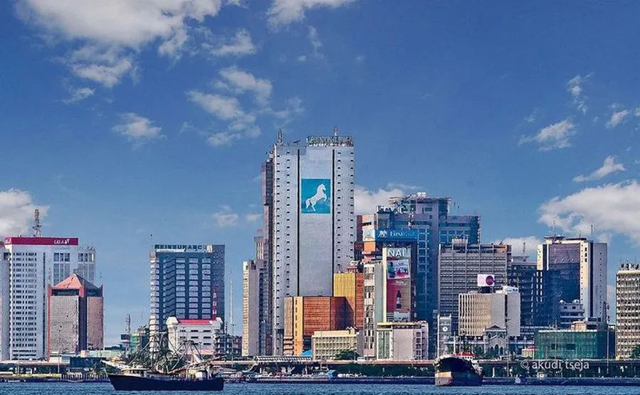 Richest country in West Africa 2026 – Lagos Nigeria skyline with modern business district and oil industry symbolizing economic power