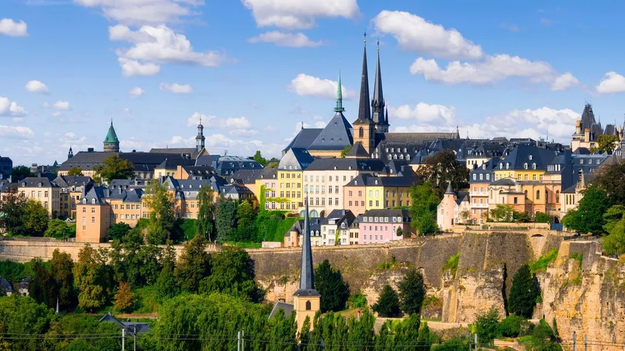 Richest country in Western Europe 2026 – Luxembourg city skyline with modern financial district and old town showing wealth and stability