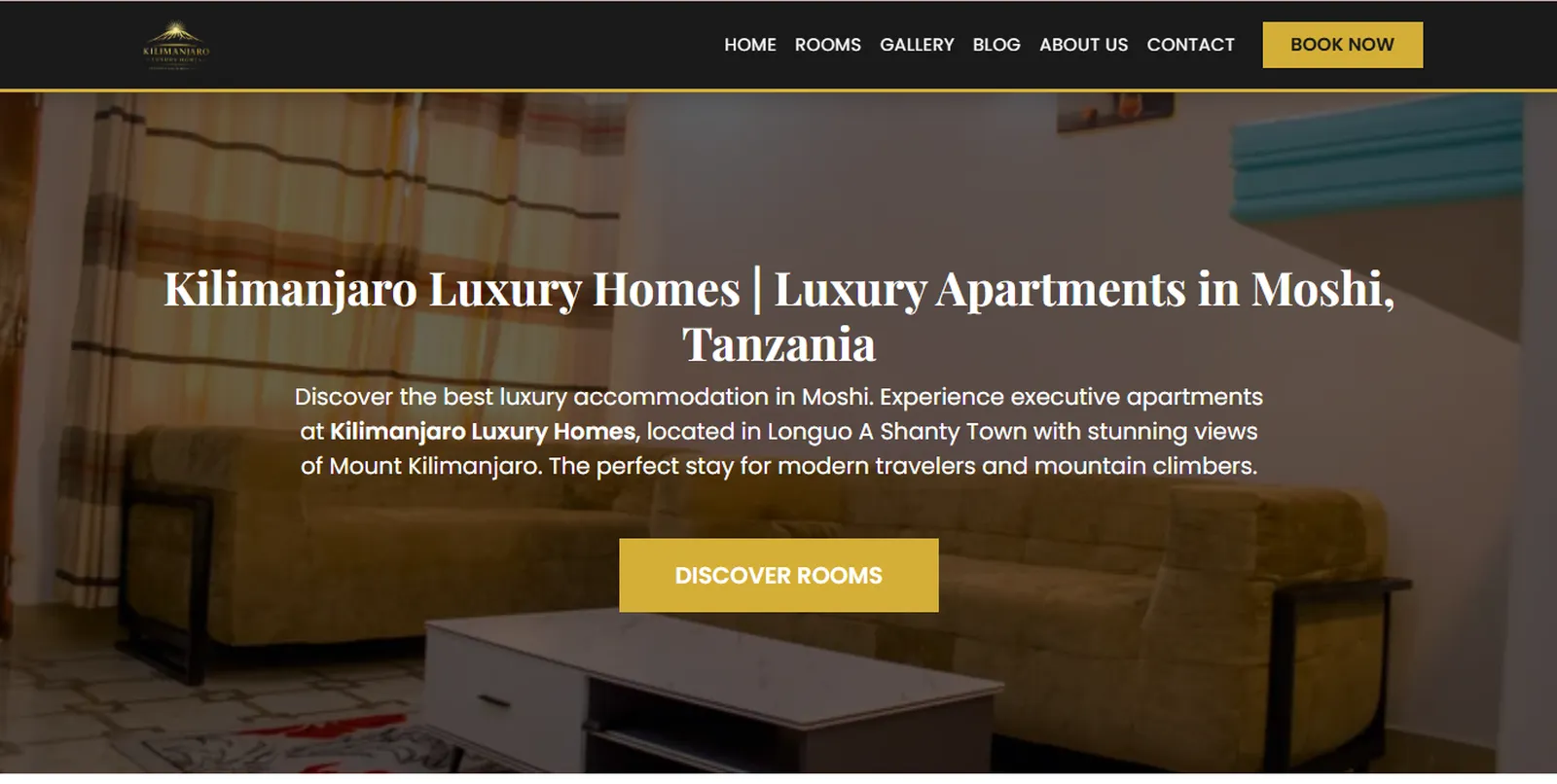 Kilimanjaro Luxury Homes hotel website and booking system developed by Waridi Tech