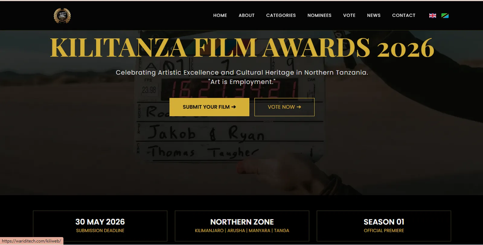 KiliWeb Tanzania film awards website and online voting system developed by Waridi Tech