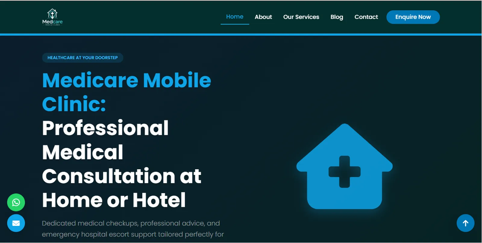 Medcare Mobile Clinic healthcare website developed by Waridi Tech