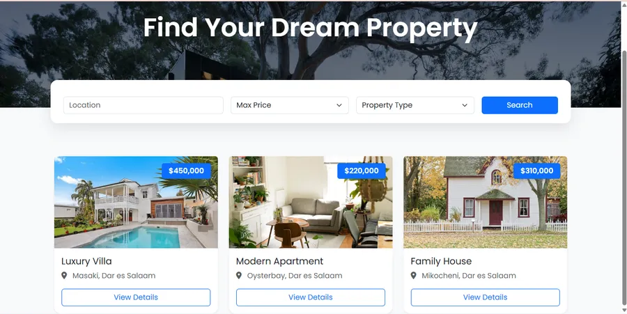 Real Estate Platform Real estate listing and property management website portal