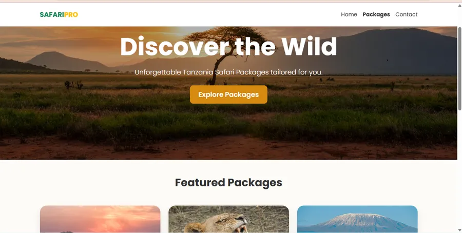 Safari Booking System Safari tour operator website for Serengeti and Kilimanjaro tours